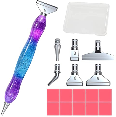 NAMIS 5D Diamond Painting Zubehör Set, Mit 1 Stück Diamond Painting Stift, 6 Stück Metall Ersatz Stiftköpfen, Diamond Painting Wachs, Aufbewahrungsbox, Diamond Painting Tools für DIY Diamant Malerei