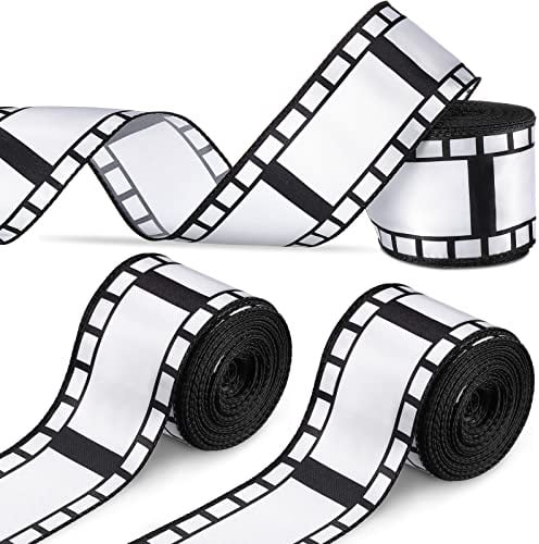 Chivao Filmstreifenband, Filmstreifenband, Filmstreifen, Dekorationsmaterial, Party-Zubehör für Film, Party, Tischdekoration, Zuhause, DIY, Kränze, Basteln, Basteln, 3 Rollen, 6,3 cm, 20 m