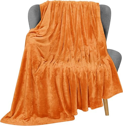 Utopia Bedding Fleecedecke Leichte Decke für Bett, Couch oder Sofa, Geeignet für alle Jahreszeiten [152x127 cm, Gebranntes Orange]