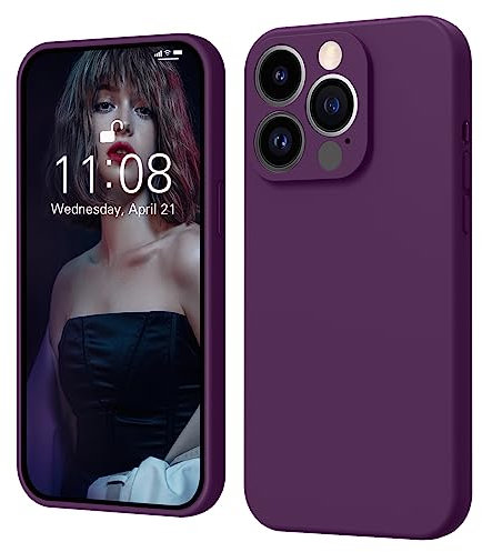 ElestBela iPhone 14 Pro Hülle Silikon Case, Hanyhülle iPhone 14 Pro Ultra Dünn Slim mit Microfiber, Kratzfeste Rundumschutz Case Schutzhülle Hülle für iPhone 14 Pro 6.1'' Dunkel Lila