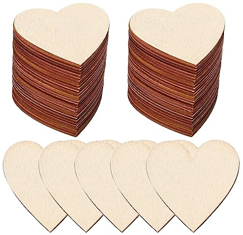 Herzförmig Holzplatten,50 Stück DIY Holzherzen 5cm Handgemachtes Holz Herzen Streudeko Hochzeit Holz Herzen Naturholzscheiben Unlackiert Beschrifte Holzherzen für Hochzeit Handwerk Party Tischdeko