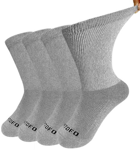 LOFIR Chaussettes Diabetiques en Coton pour Homme avec Ceinture Extra Large sans Coutures, Elastique, Pression - Semelle Rembourrée Confortable 4 Paires Taille 39-50