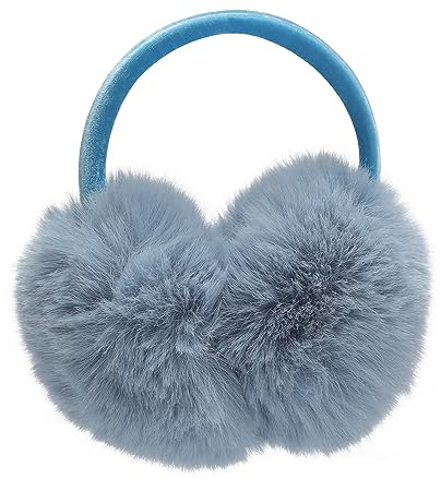ZLYC Klassischer Damen Kinder Mädchen Verstellbarer Winter Ohrenschützer Ohrenwärmer mit Molton-Haarreifen(Großes Blau)