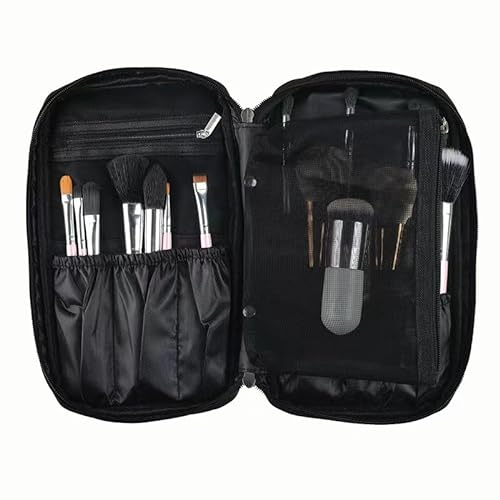 MIEGUIWOR Noir Maquillage Pinceaux Organisateur Sac Cosmétique,Sac de Rangement Pour Pinceau de Maquillage,Trousse de Maquillage pour Trousse, Grande Capacité Femme Voyage Trousse de Maquillage