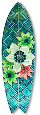 DECLINA, Dekoratives Surfbrett, Wanddekoration, Aludruck, Surfbrett, Dekoratives Surfbrett tropischer Stil, 100 x 30 cm
