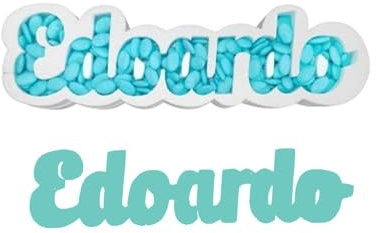 ARCOBALENO PARTY NOME IN POLISTIROLO COLORATO CON VASSOIO PORTA CONFETTI IN POLISTIROLO PERSONALIZZATO