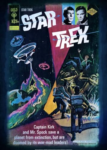 Displate - Poster aus Metal - WALL ART - Star Trek - Tos Vintage Comics Captain Kirk and Mr Spock - Größe L - 67,5x48cm Matt
