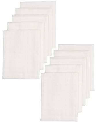 MEYCO Mullwindeln 10er Pack 80x80cm Musselin Spucktücher White | 100 % weiche Baumwolle - Oeko Tex zertifiziert - saugfähig, hautfreundlich & schnelltrocknend