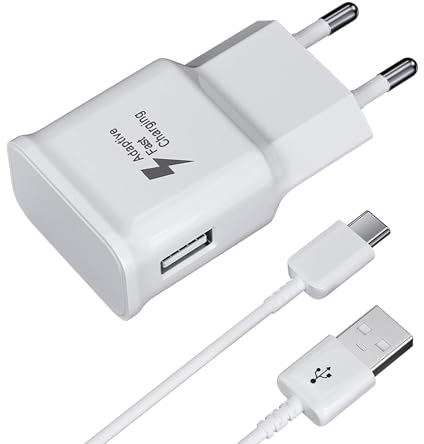 USB Ladegerät mit 1,5m Ladekabel USB C Für Samsung Galaxy A16 A15 A14 A05s A04s A55 A54 A53 A52s A35 A34 A33 M53 M33 M23 S8 S8+ S9 Plus S10 S10e Schnellladekabel (Weiß)