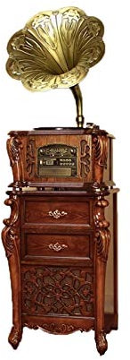 Vinyl Player Vintage, Big Horn Antique Wireless Turntable Hi-Fi System Bookshelf Speakers,Vinyl Record Player Gramophone