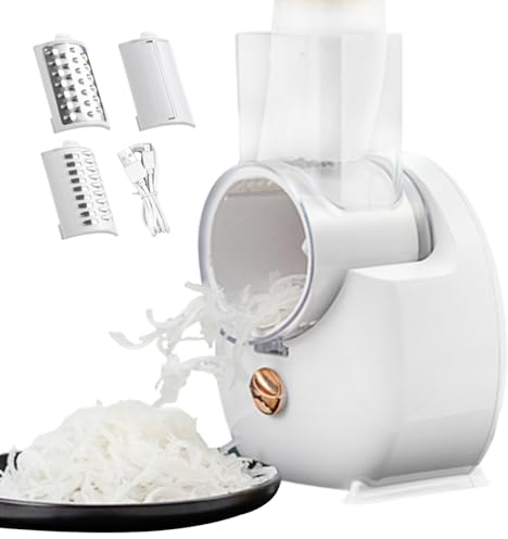 Salad Shooter Electric Cheese Grater Automatic Cheese Shredder with 3 Attachments USB Vegetable Chopper Cutter Salad Maker for Meat, Fruit, Veggie