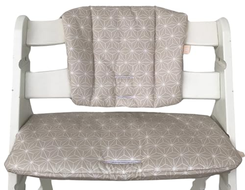 Lucca Kids, Hochstuhl-Sitzkissen, Einfache Reinigung, rutschfest, Kompatibel mit Hauck Alpha und ähnlichen Hochstühlen, Japanische Sterne Beige