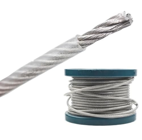 UALXPAO Cable de acero Recubierto de PVC de 1-20M, 0,38-16mm, Cuerda de Alambre Trenzado de acero Inoxidable 304, Cable Suave, tendedero de acero Inoxidable Transparente Cable Acero(1 Meter,10mm)