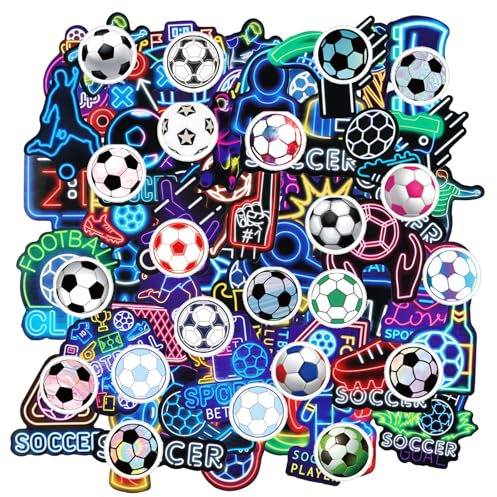 110 Pcs Football Stickers Football Stickers Waterproof Football Wall Stickers Reusable Football Window Stickers for Boys Girls Adults Computer Car Bike Sports Stickers