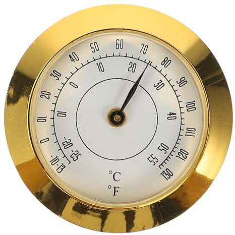 TOVINANNA Zigarrenschachtel-Hygrometer Für Humidor Mini-Hygrometer Thermometer Digitaler Innen-Feuchtigkeitsmesser Monitor Mit Temperaturmesser Sensor Fahrenheit 38 Mm Golden