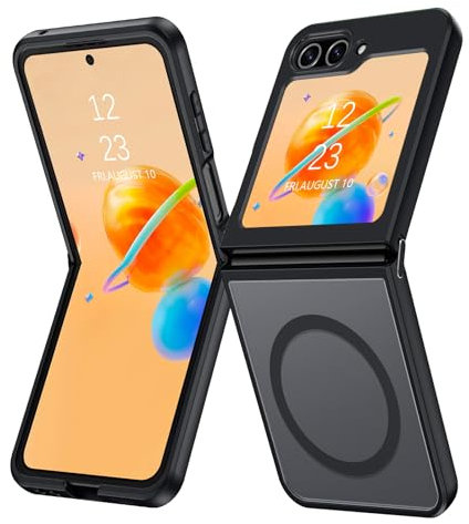 DUEDUE Cover Magnetica per Samsung Galaxy Z Flip6 (Z Flip 6)[Compatibile con MagSafe], Custodia Traslucida Opaca per Samsung Z Flip6 Case Ultra-Sottile TPU Silicone Anti-Scivolo, Nero