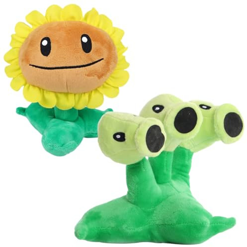 FYDZBSL Plants vs. Zombies Peluche Juguete Muñeco Sunflower Threepeater Dibujos Animados Figura Adecuado para Regalos de Cumpleaños de Peluche Juguetes Regalo para Cumpleaños 2PCS
