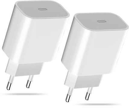 Cargador para iPhone Carga Rapida, 2-Pack 20W Rapida Enchufe Carga Compatible con iPhone 16/16 Pro/16 Pro Max/16 Plus/15/14/13/12/11/8/XS/XR/SE, iPad, USBC Charger Adaptador Cabeza Cargador Tipo C