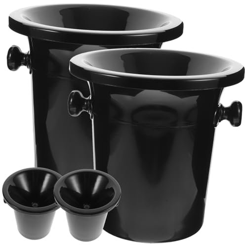 Cabilock 4 Piezas Barril de Saliva Contenedores Cubo de Hielo para coctelería Barril Vino Barril de Vino heladera Bebidas Cubos para escupir con Asas Dobles barriles de escupir el plastico