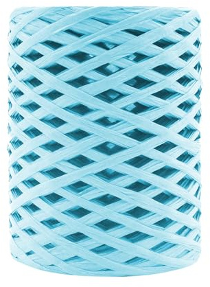 Mandala Crafts Hellblaues Bastband zum Verpacken von Geschenken – 91,4 m Naturpapierstroh-Bast für Bastelarbeiten, Schleifen, Dekoration, Blumenarrangements und DIY-Projekte