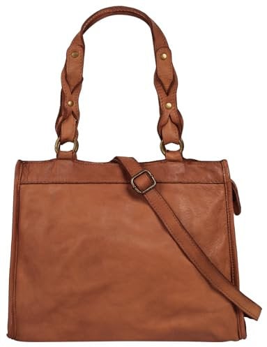 Samantha Look Shopper Echt Leder Damen | Made in Italy | Handtasche mit geflochtenen Henkeln | 2in1 Schultertasche mit Smartphonefach | 022212