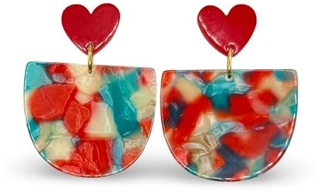ERNESTINE Ohrringe aus Edelstahl – Modeschmuck-Ohrringe – Ohrringe für Damen – Paar Ohrringe in Herzform – Geschenk für Damen zum Valentinstag – originelle Ohrringe, Edelstahl