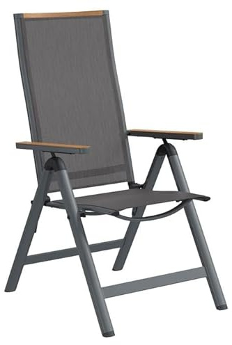 OUTLIV. Jacob Klappsessel, verstellbar, klappbar, dunkelgrau/Teak | Teak; verstellbar und klappbar; 58x75,5x112cm; dunkelgrau/Teak; platzsparend, komfortabel; für Garten und Terrasse