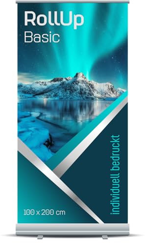 RollUp - individuelles Werbedisplay - Basic 100 x 200 cm | inkl. Druck | inkl. Tragetasche