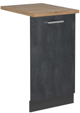 Vicco Panel Frontal del lavavajillas R-Line, Hormigón Negro, 45 cm, ET Roble