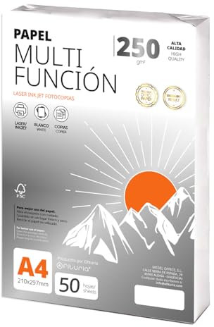 Ofituria Kopierpapier, DIN A4, 250 g/m2, 50 Blatt, Mehrzweckpapier für Laser- und Tintenstrahldrucker, Kopierer, Bürobedarf, Schulbedarf, Packung zu 50 Blatt, 250 g