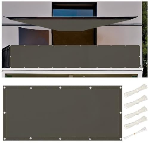 Sonnensegel Wasserdicht Rechteckig mit Ösen 2.3x6M, Multi Farbe und Größe Segeltuch Sonnensegel Balkon Ohne Bohren UV Schutz Sonnenschutz Markise mit Kordel für Garten Terrasse Balkon, Dunkelgrau