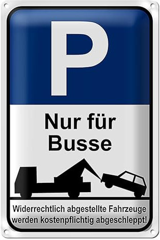 Panneau de parking, uniquement pour bus, avertissement de remorquage, en métal, 20 x 30 cm