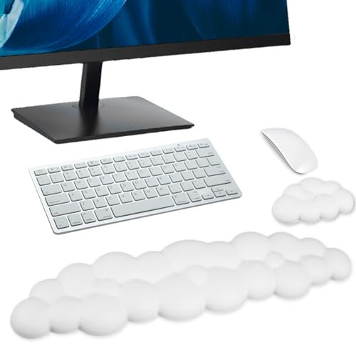 Repose-poignet pour clavier, repose-poignet ergonomique en forme de nuage avec mousse à mémoire de forme en cuir synthétique, repose-poignet Cloud avec dessous antidérapant, joli repose-poignet pour