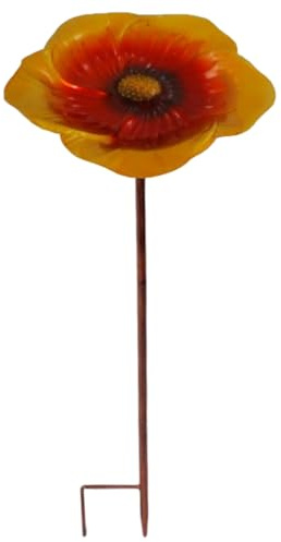 KASFDBMO Vogeltränke in Blumenform, mit Pfahl für Wasser, Sand, Outdoor, Vogelbaden, Futterständer, ästhetisch