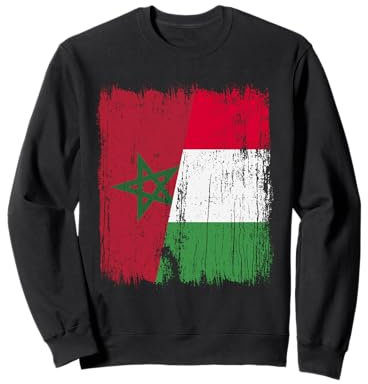 Marocco Italia Mezza Bandiera Orgoglioso Marocchino Italiano Orgoglio Felpa