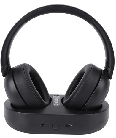 YUEHISY Cuffia TV Wireless, 5.3, 50 Ore di Gioco, Connessione a Doppio Dispositivo per L'intrattenimento Domestico, Ottica e Interfaccia AUX 3,5 Mm (Spina europea)