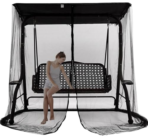 Nets with Zip for 3 Seater, Outdoor Mesh Screen, Parasol Hollywood Swing Net, Net Curtains, Patio Net for Garden Swing, Balcony, Travel, Camping, Swing Chair