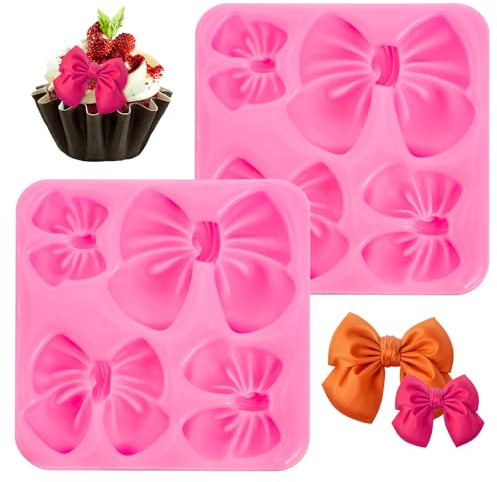 2 Stück Schleifen Schokoladen Form Fondant Formen Silikon Bowknot Mini Silikonform Bowknot Backen Fondant Formen für Cupcake Topper DIY Bastelprojekte Geburtstagskuchen