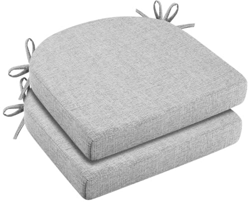 2er Set Stuhlkissen 43x42x5cm, Hochdichter Schaumstoff Sitzkissen, Bequemes Sitzkissen für Indoor/Outdoor, Stuhlauflage Gartenstuhl Balkonstuhl Kissen Sitzpolster für Esszimmer Wohnzimmer (Grau)