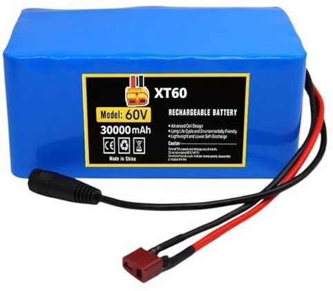 E-bike Battery 60V 30Ah 16S2P Electric Bike Battery Pack for 1000W Motor Electric Bicycle Scooter with BMS and Charger for electric wheelchairs 60V 30Ah XT60 plug,60V 30Ah