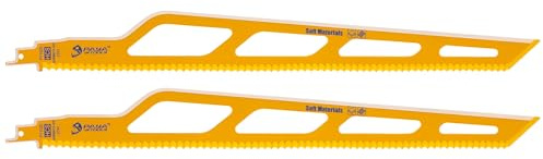 PAYA PRO Fibre Insulation Reciprocating Saw Blades 2pc, 400mm,5TPI PY1520 | SK5 high carbon steel,Professional Saw Accessories for Rock Wool,Glass Wool,Thermal Insulation Cotton,Other Soft Materials