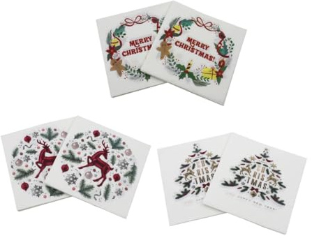 TEMPNAP 40 Stück Weihnachtsservietten mit Weihnachtsbaum Motiv Bedruckte Papierservietten Saugfähige für Weihnachten Geburtstag Babyshower Festliche Tischdeko