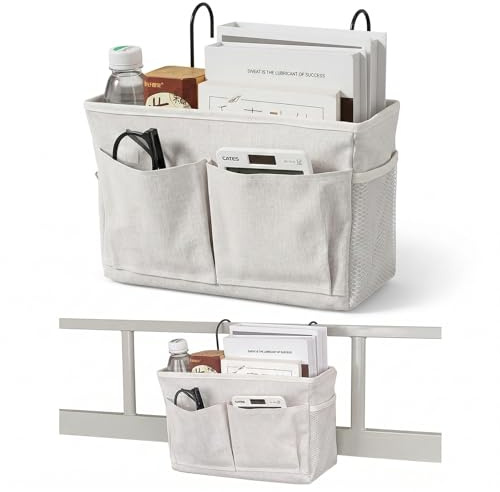 BAHME 1 Pcs porta oggetti da appendere, Porta Oggetti da Appendere Multiuso con 5 Tasche Regolabili, Tasca per Letto Organizer, Organizer Fasciatoio, per Letto Universitario, Ospedaliero e Bambini