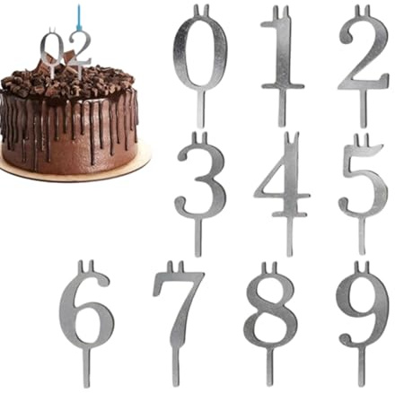 Ensemble de Porte-Bougies en Forme de Chiffres pour décoration de gâteau d'anniversaire, Porte-Bougies en métal de Style numérique réutilisable de 0 à 9, décoration pour Anniversaire de Mariage