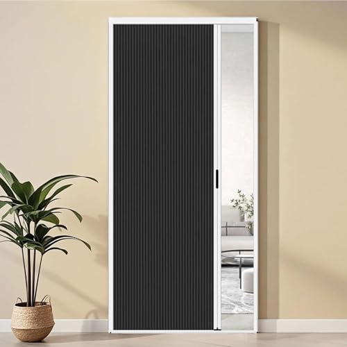 yurstcggh Foldable Sliding Door for Room Divider,Custom Size Black Folding Accordion Doors,180 190 200 203cm talll Accordion Style Screen Door Partition Living Room/Shower/Kitchen