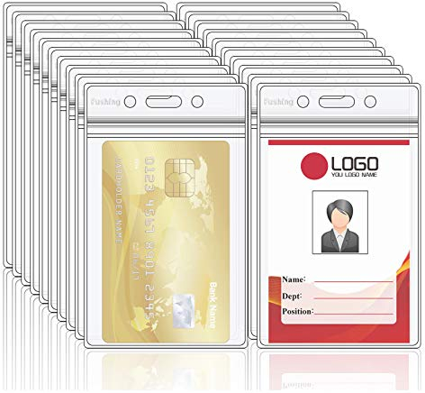 Fushing Lot de 100 porte-étiquettes pour étiquettes, cartes, ou badge, en plastique vertical Transparent XL
