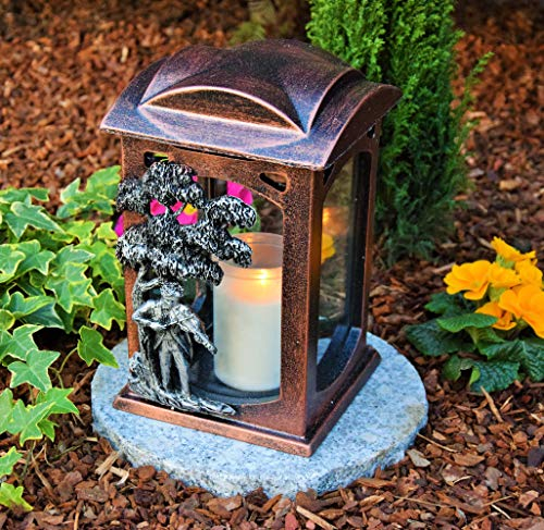 Yeahitch Handmade Grabschmuck Grablicht Grabdekoration Kerze incl. Grabkerze - Kupfer - Kupferpatina