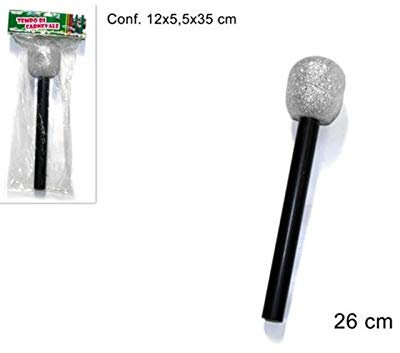 DUE ESSE Microfono Argento Finto 26 cm da Scena Spettacolo Carnevale Party Festa Animazione