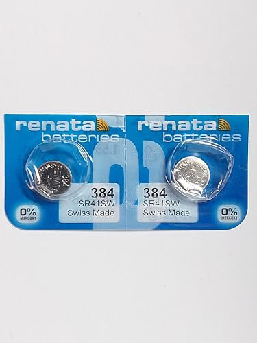 Bundle of 2 x Renata 384 Watch Battery 1.55v SR41SW + Quzo Belgian Chocolate - Official Renata Watch Batteries
