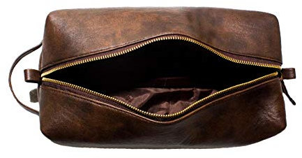 RUBAB MEN Trousse de Toilette en Cuir Vegan de qualité supérieure pour Homme | Trousse de Rasage et Pochette de Voyage de toilettage pour Homme | Doublure imperméable Tan Shade Pack-It Smart Edition